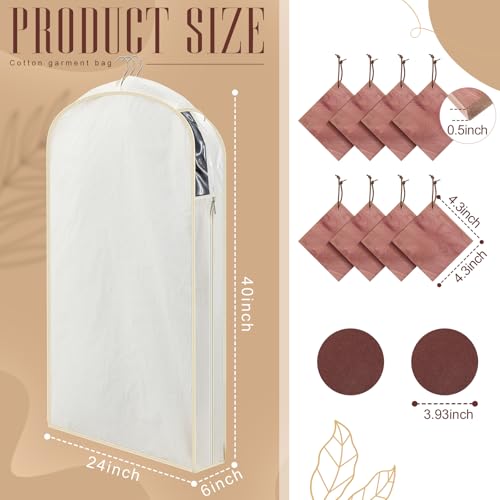 Briwooody Cotton Linen Garment Bags, 2 Sets, Moth Protection, Beige - color: Beige