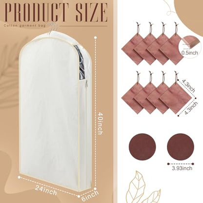 Briwooody Cotton Linen Garment Bags, 2 Sets, Moth Protection, Beige - color: Beige