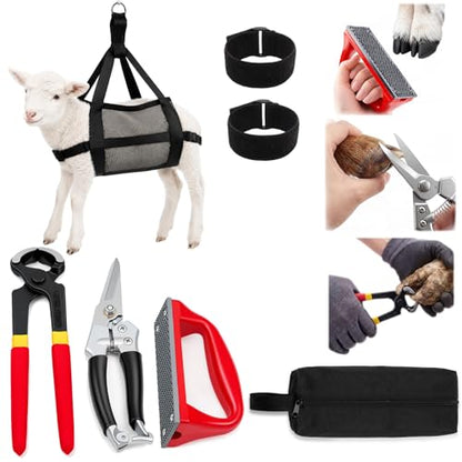 7pcs 8" Farrier Tool Kit, Hoof Rasp Nipper Trimmer Livestock Sling - style: Essential Hoof Care Kit