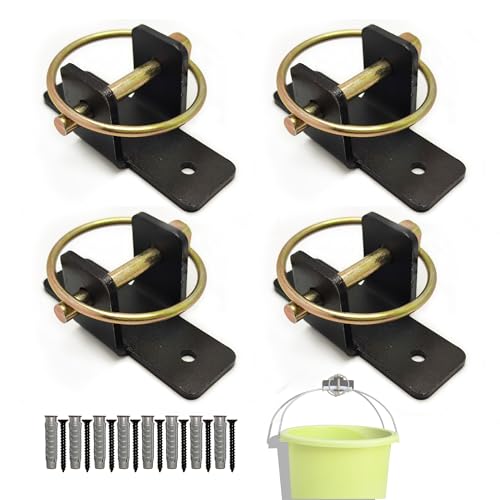 Quick-Release Bucket Hooks, 4-Pack Heavy Duty Bucket Holder Set | Heavy-Duty Steel Wall-Mount Bucket Holders for Horse Stalls, Barns and Livestock Feeding. Quick-Release Design.