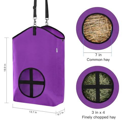 3 Pack Slow Feed Hay Bag, with Metal Fastener - color: 2Purple + 1Black
