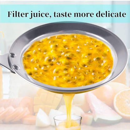 Newness Fine Mesh Strainer Set of 5 with Handle, 304 Fine Mesh Stainless Steel Colander, Wire Strainers for Kitchen, Fat Oil Strainer Skimmer Spoon, Durable Metal Multipurpose for Food, Rice, Quinoa - size: 5 Pack