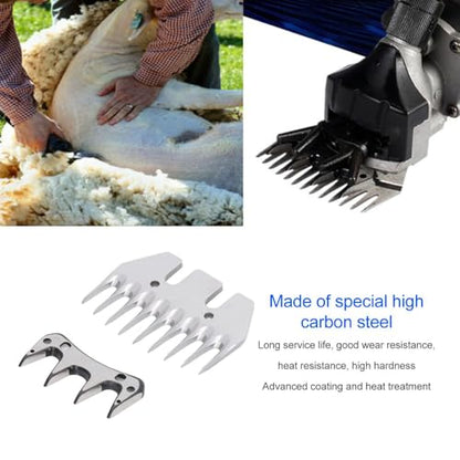 2 Pack 9-Tooth Electric Sheep Shears Replacement Blades, Straight High Carbon Steel Shear Blades for Thick Wool, Compatible with Most Electric Shears, Durable Design
