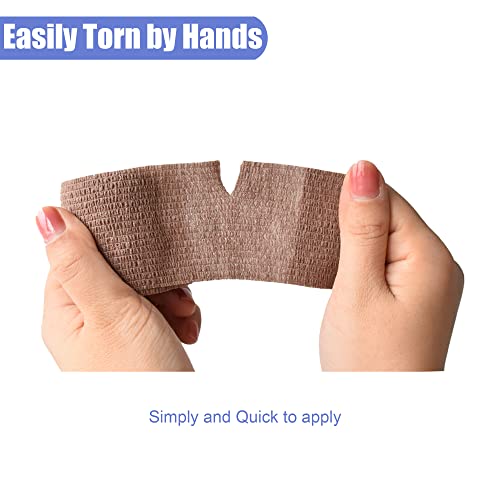 2 Inches Self Adhesive Bandage Wrap Cohesive Wrap, 9 Pack, Brown - color: Brown, size: 2 Inch