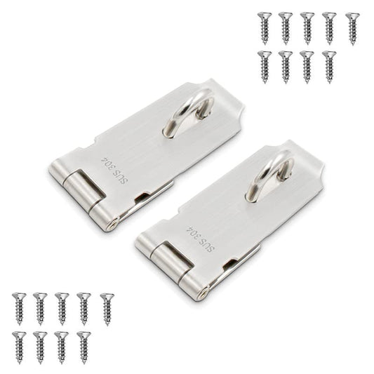 Door Hasp Padlock Latch, 4 Inch Stainless Steel Safety Clasp Hasp Lock Latch, Extra Thick Door Gate Lock Hasp with Screws, Polished Finish 2 Pack - color: Stainless Steel, size: Straight 4 Inch