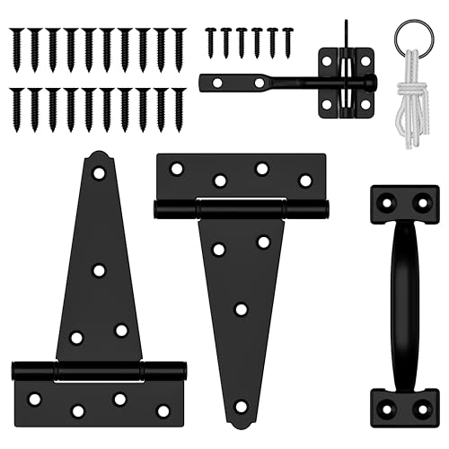 HAPPTGATE Heavy Duty Fence Gate Hardware Kit, 6in Gate Hinges and Latch Set