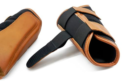 Jeereal Brushing Horse Boots Equine Boots | Protective Gear and Training Equipment | Neoprene,Waterproof Cloth and Genuine Leather Made of (Brown, Pony (Small)) - color: Brown, size: Pony (Small)