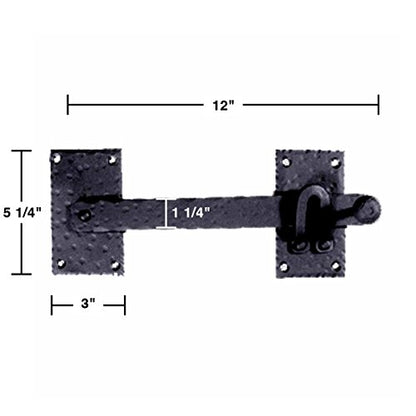 Black Iron Fence Gate Latch Lock, Colonial Style Door Hardware, 12 in, Pack of 3 - color: 12-inch Latch, size: Pack of 3