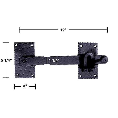Black Iron Fence Gate Latch Lock, Colonial Style Door Hardware, 12 in, Pack of 4 - color: 12-inch Latch, size: Pack of 4
