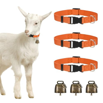 M METERXITY 3-Pack Goat Collars with Bells Polyester Orange - color: Orange