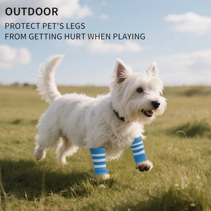4 PCS Dog Elbow Protect Knit to Help Reducing Licking Scratching Elbow - color: BlueStripe, size: S-Leg Girth: 2.04in