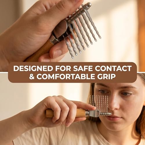 Dematting Comb for Dogs & Cats - Safe Stainless Steel Pet Detangling Brush, Gentle on Sensitive Skin, Reduces Shedding, Ergonomic Bamboo Handle