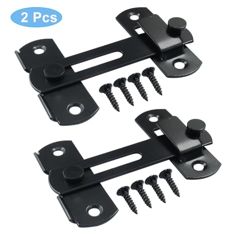 Waziaqoc Barn Door Latches, 3.93 x 2.75 Inch, Black, 2 PCS - size: 3.93 x 2.75 Inch