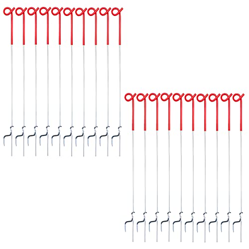 20 Pack 41inch Pig Tail Electric Step-in Fence Posts, Heavy Duty (Red)