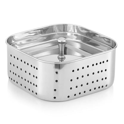 KSJONE Stainless Steel Square Paneer Maker/Mould/Strainer Perfect for Making Delicious Tofu, Stainless Steel Paneer Maker with Top Pressing Lid - Size 5.11"W x 5.11"L x 2.3"H inches - size: Square