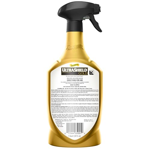 Absorbine UltraShield Gold Insecticide & Repellent for 100+ Insects, Use on Horses - size: 32 Ounce w/Sprayer