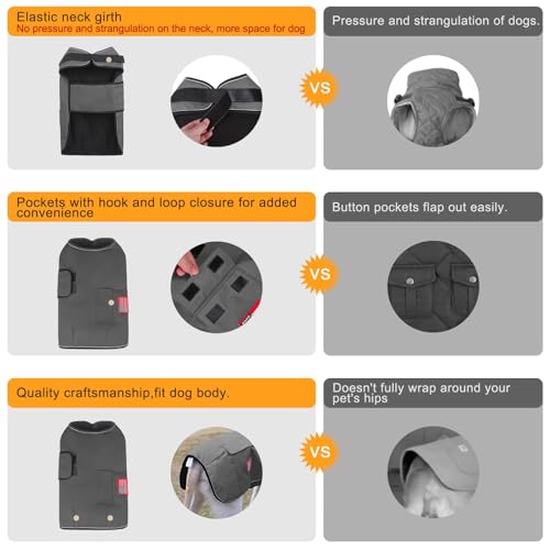 BEAUTYZOO Dog Winter Coat for X-Large Dogs, Waterproof Canvas Jackets - color: Grey, size: XL(Chest Girth 34"-45", Back 24", Neck 24"-29")