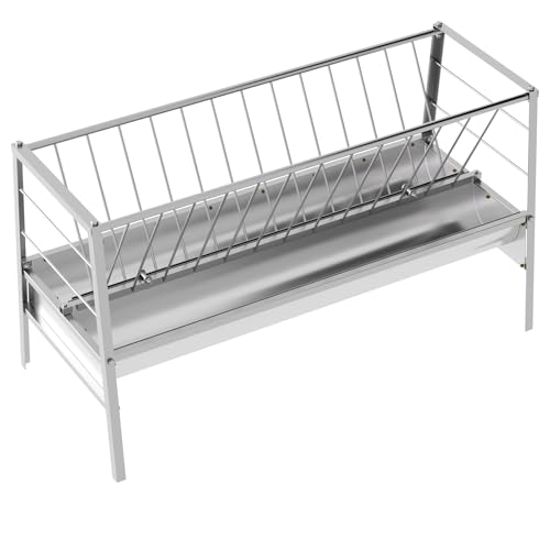 Goat Feeder, 92 Gallon Hay Feeder, Stainless Steel Livestock Hay Feeder, Sheep Feeder Trough for Barn or Outdoor Use, Free Returns!