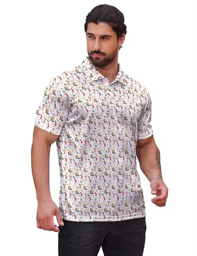 Funny Golf Shirts for Men, Quick Dry Moisture Wicking Polo Shirts - color: Breakfast Balls2, size: Large