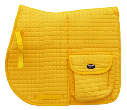 Horse English Quilted Faux Fur All-Purpose Saddle Pad Yellow w/ Pockets 72152YL