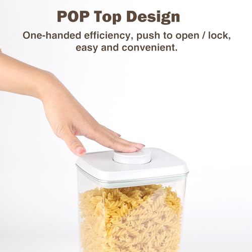 Pop Airtight Food Storage Containers Set with Lids, 6 Pcs Stackable One Button Opening Food Containers Kitchen Pantry Organization and Storage, BPA Free Stackable Cereal Container (0.5, 1.2, 1.8qt)*2 - color: gray, 6 Pcs