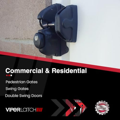 Safetech Hardware ViperX1 Gravity Gate Latch | One-Side Entry Keyed Lock | 2 Independent Latching Hooks Key Lockable One Side | Privacy Gate Gravity Latch | Vinyl, Wood, & Aluminum Gates - Black - color: Black, size: 1 Side Key