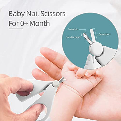 Baby Nail Clippers Set with Cute Case, Infant Fingernail and Toenail File Kit for Newborn Manicure and Pedicure, New Mom Grooming Gift - color: Bear White