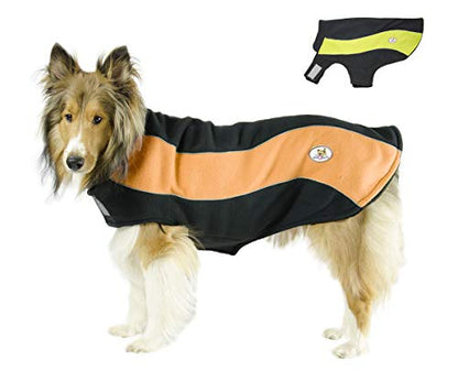 Adventure Coat Double Layered Fleece All Season Dog Sweater Safety Reflective Design - color: Orange, size: 23"