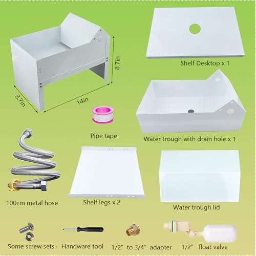 Automatic Dog Water Bowl Dispenser 6.5 Liter Self Refilling Water Bowl for Cat Dog Poultry Auto Fill Waterer with Float Valve Outdoor Indoor Pet Drinking Trough Fit GHT 3/4" Faucet