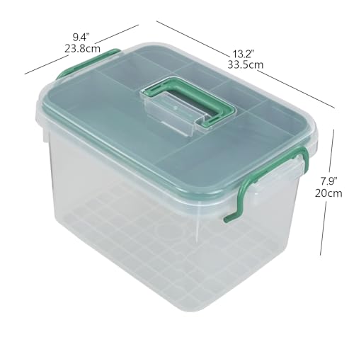 1-Pack Clear Storage Box Container, Family First Aid Box with Handle | 15 QT Medicine Box Organizer with Tray, Durable Plastic, Thickened Medicine Storage Organizeron