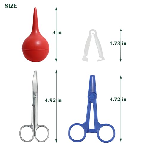 Animal Birth Kit with Curved Scissors | Disposable Umbilical Clamps, Hemostat, Bulb Syringe | Safe Delivery for Puppies, Kittens, Lambs, Piglets & Calves (Farm & Home Use) (Red - Rubber) - color: Red - Rubber