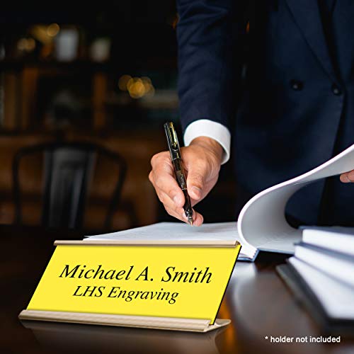 Custom Engraved Office Door Name Plate & Desk Signs, Yellow, 2x4 - color: B4 - Yellow & Black Lettering, size: 2in x 4in (5.1cm x 10.1cm)