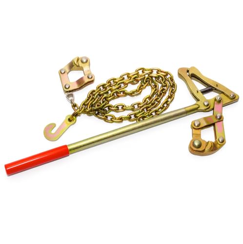 Heavy Duty Fence Wire Tensioner Tool – 81" Chain Strainer Barbed Wire Fence Stretcher, High Tensile Wire Tightener & Puller for Farm, Ranch & Garden Fencing (Fits 1.6–5.0mm Wire)