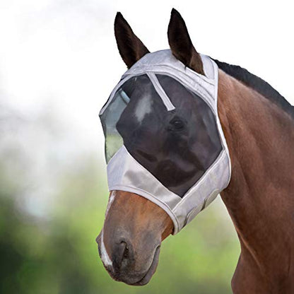 Harrison Howard CareMaster Horse Fly Mask Standard Silver/Black Retro Large Full Size - color: Silver/Black, size: Full (Large)