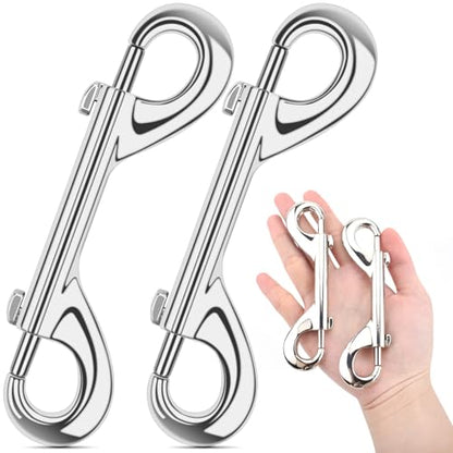 ERKOON Extra Large 4.7 inch Double Ended Bolt Snaps Hooks 220lbs Load Capacity Zinc Alloy Buckles for Cats Dogs Horses Heavy Duty Trigger Snap for Water Bucket/Horse Feed/Hammocks/Key Chain (2 Pack) - size: 2 Pack