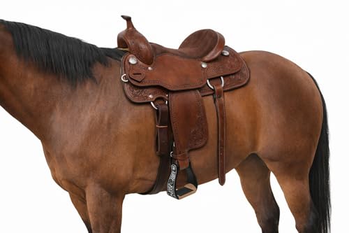 Challenger Engraved Black Western Horse Saddle Aluminum Stirrups Tack 51181