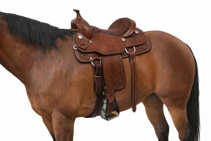 Challenger Engraved Black Western Horse Saddle Aluminum Stirrups Tack 51181