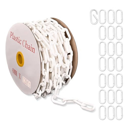 120 Feet Plastic Barrier Chain White,1.5-Inch Link Diameter Safety Barrier Chain，Large Plastic Chain，6MM Plastic Barrier Chain，Plastic Chain Links - color: white, size: 1-1/2 in-120feet