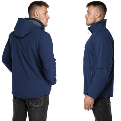 Outdoor Ventures Men's Softshell Jacket Waterproof Fleece Rain Shell Coat - color: Blue, size: XX-Large