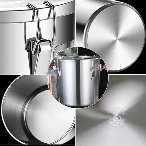 304 stainless steel food storage containers with lids lock clips airtight container large airtight for rice flour sugar grain coffee bean storage containers Kitchen jar (3.17gal/12L) - size: 3.17gal