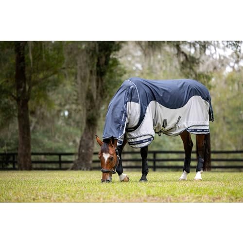LeMieux Arika Shower-Tek Fly Blanket - UV Protection - Waterproof Top Line and Breathable Lower Mesh - Navy - 66" - size: 66"