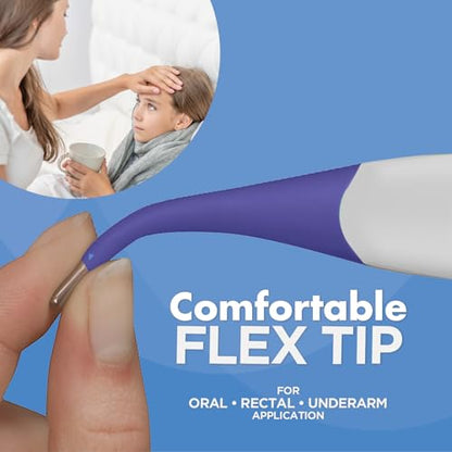 Veridian Oral & Rectal Digital Thermometer Stick Digital Display 08-359-9 9 per Box | Preloaded Counter Display, Fever Alert at 100.0°F, Oral, Rectal & Underarm Use, Memory Recall, Storage Case
