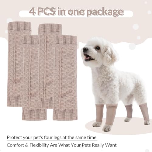 ROZKITCH 4 PCS Dog Front Sleeve to Help Reducing Licking Scratching Elbow - color: Cinnamon, size: M-Leg Girth: 2.67in