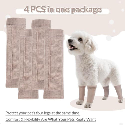 ROZKITCH 4 PCS Dog Front Sleeve to Help Reducing Licking Scratching Elbow - color: Cinnamon, size: M-Leg Girth: 2.67in
