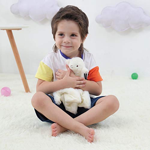 Apricot Lamb Plush White Lamb Sheep Stuffed Animals Security Blanket 14''