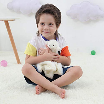 Apricot Lamb Plush White Lamb Sheep Stuffed Animals Security Blanket 14''