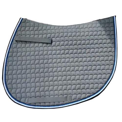 Premium English Horse Saddle Pad, Quilted, with Girth Straps, Show Jumping, Available in Red, Green, and Gray (Gray) - color: Gray