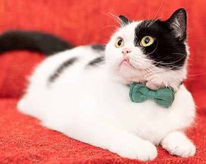 Collar for Cat Pet Breakaway with Bell Bowtie Detachable Bow Adjustable Safety Kitten Puppy Girl Boy 2pcs Christmas-B - color: Christmas-B