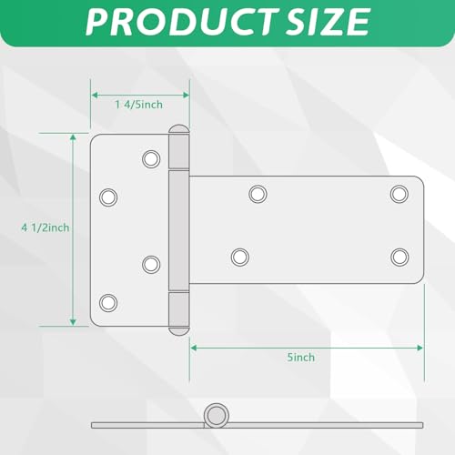 5 in T-Strap Shed Door Hinges,260 Lbs Capacity,6 Pack Heavy Duty Tee Hinge - color: Silver, size: 5 in -6 pcs