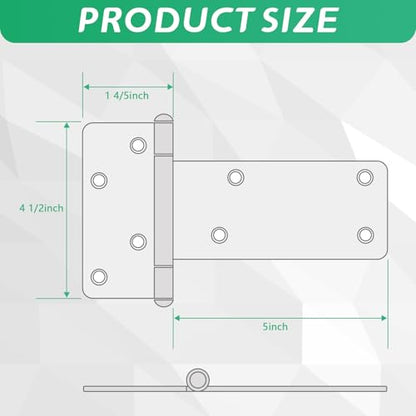 5 in T-Strap Shed Door Hinges,260 Lbs Capacity,6 Pack Heavy Duty Tee Hinge - color: Silver, size: 5 in -6 pcs